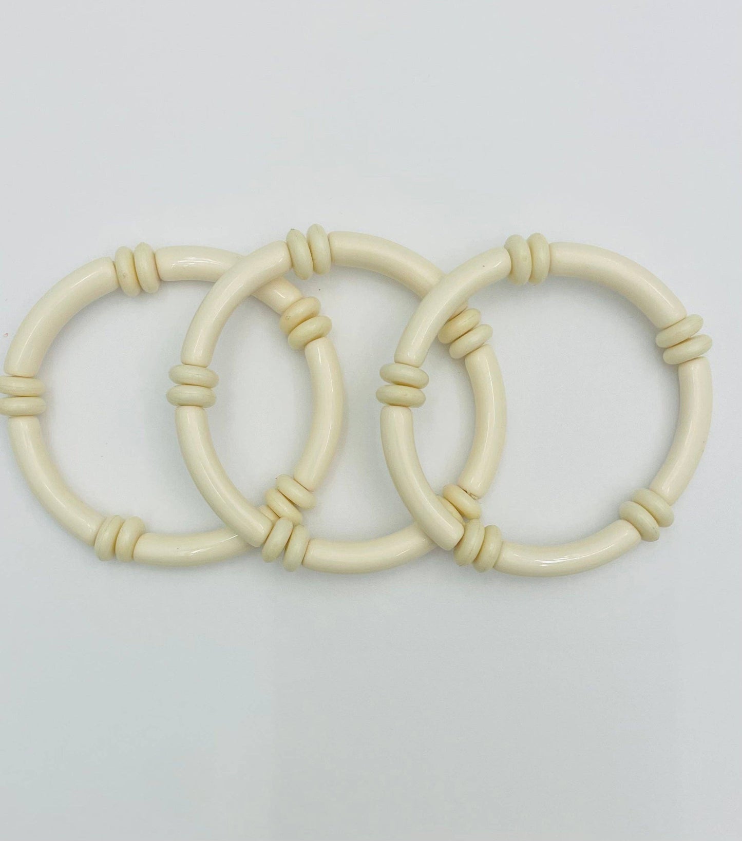 TWO FORTY TWO - Bracelet - Skinny Tube Bracelet Set w/beads (ecru) BBR251