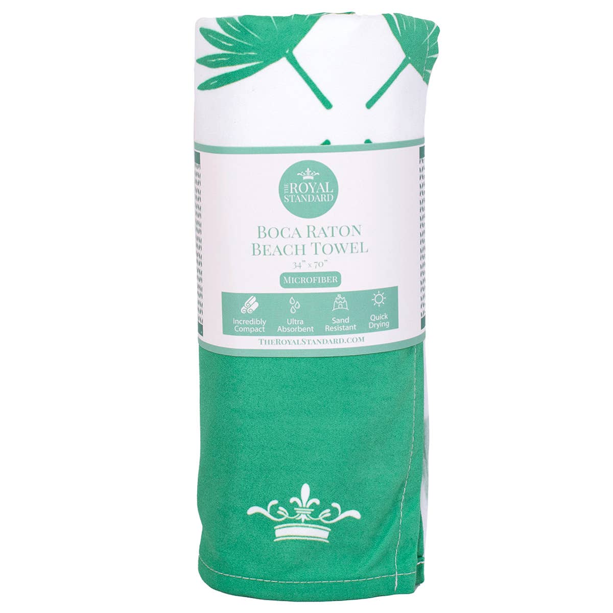 The Royal Standard - Boca Raton Beach Towel Emerald/White 34x70