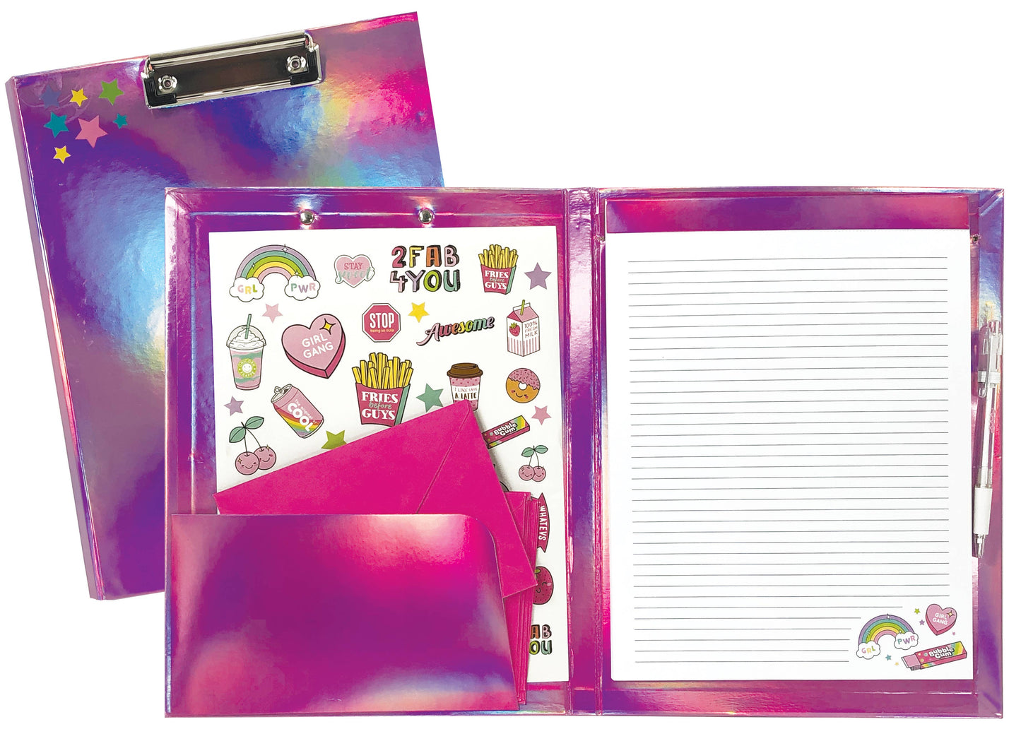 Iscream - PINK HOLOGRAPHIC CLIPBOARD SET