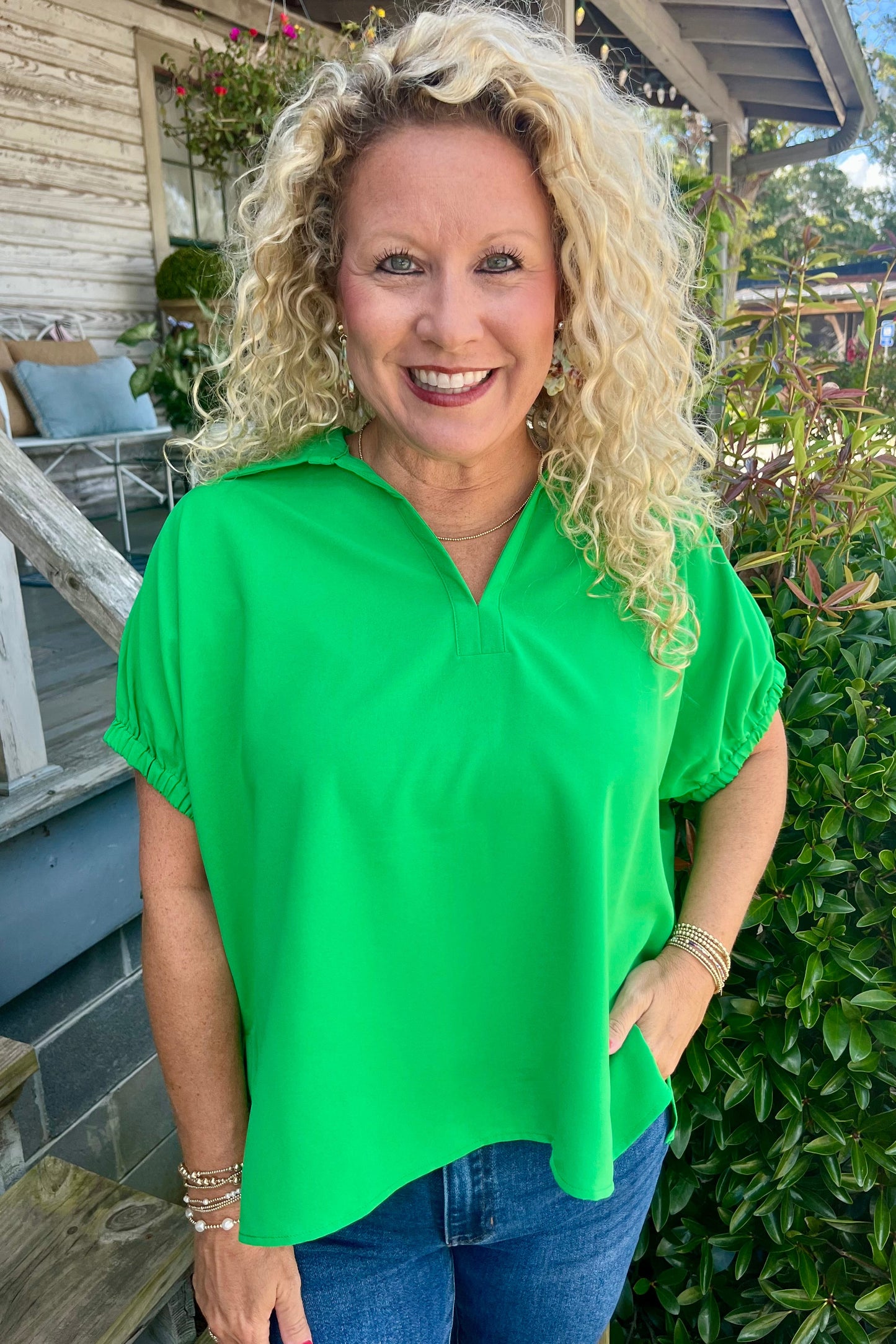 Classic Collared Top | Kelly Green