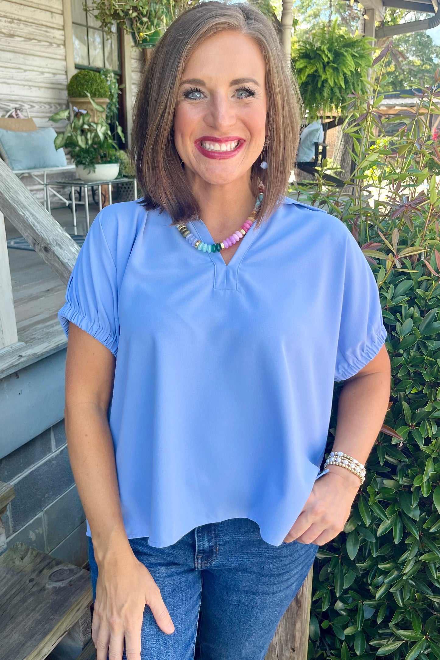 Classic Collared Top | Light Blue