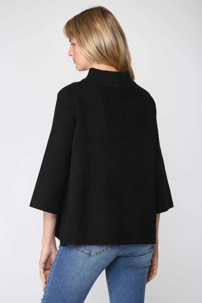 Mock Neck Knit Top | Black