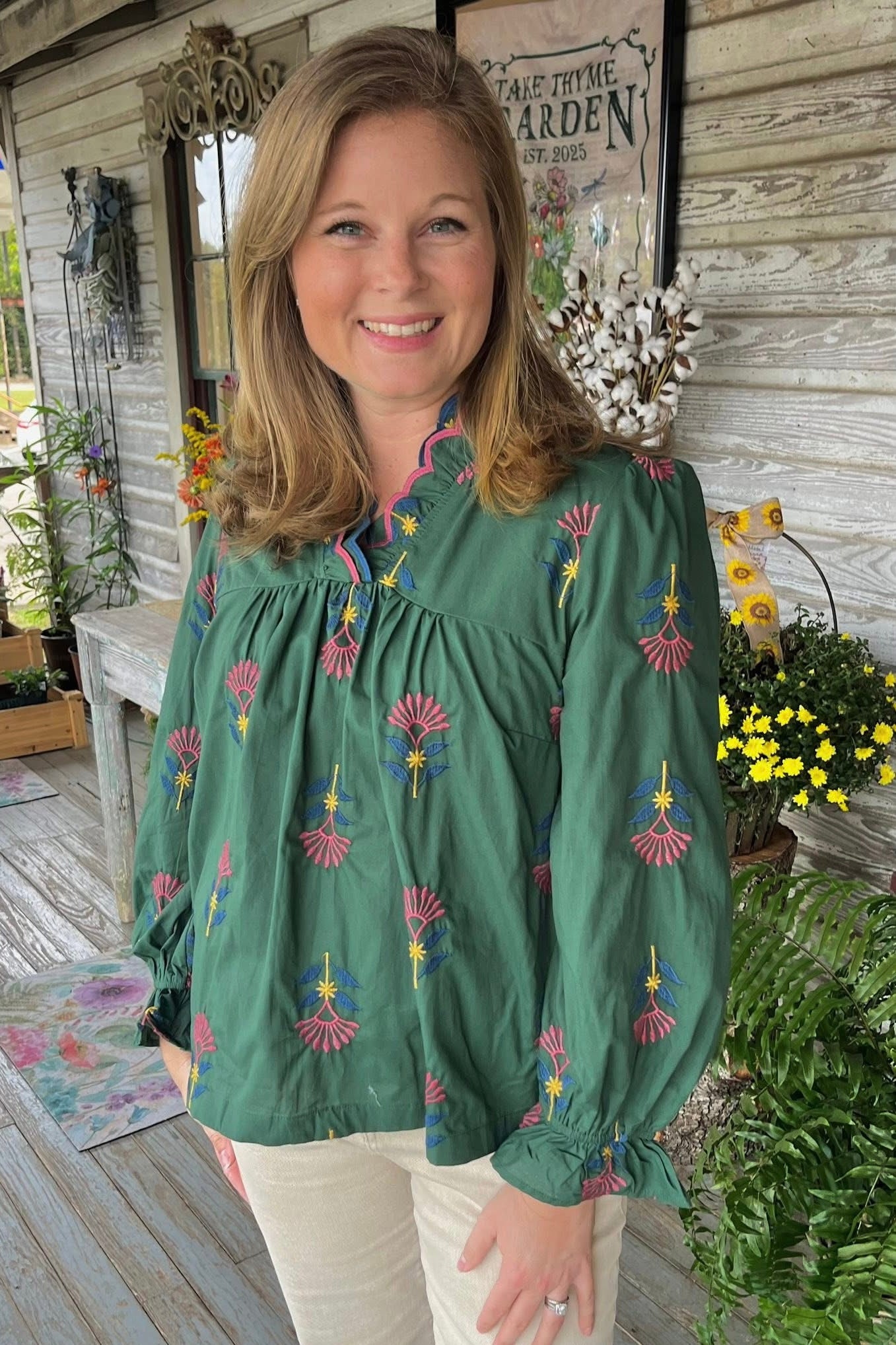 Camellia Hunter Green Top