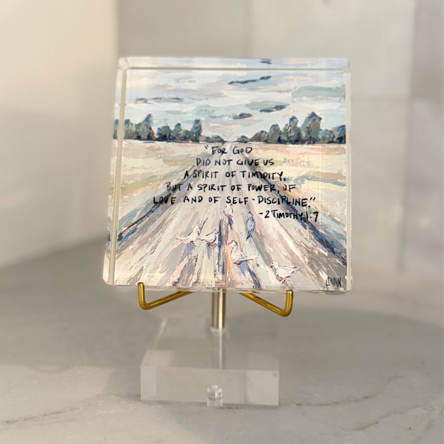 Lauren Dunn - 2 Timothy 1:7 Acrylic Scripture Block