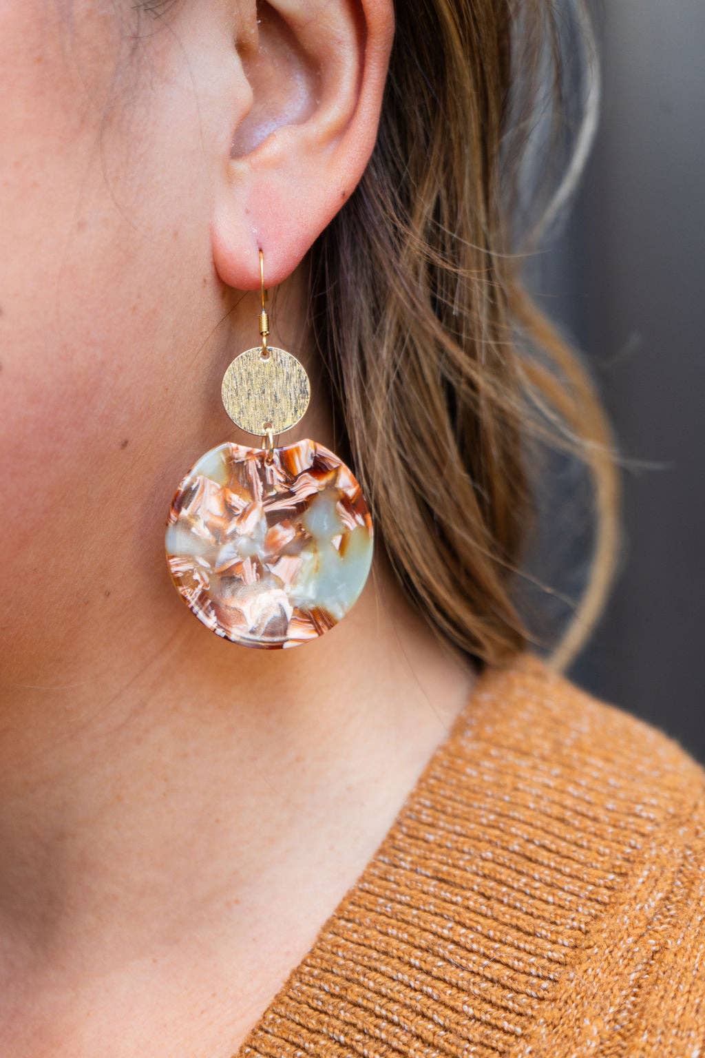 Zoey Earrings | Seafoam & Rust