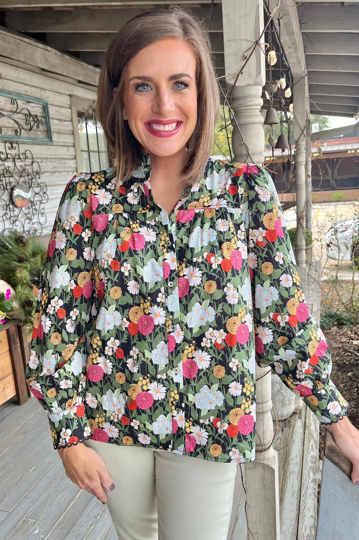 Meadow Bloom Button Front Top