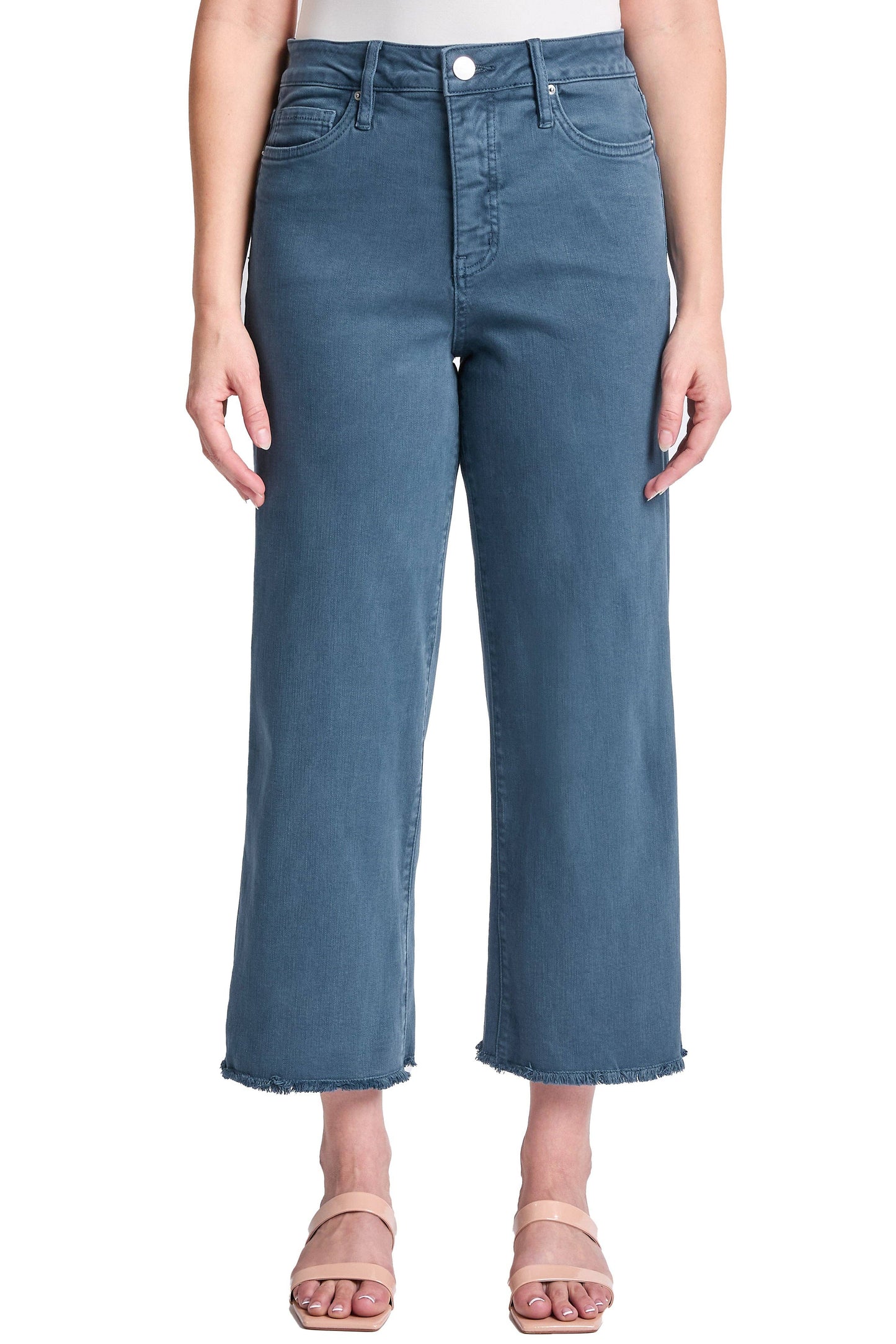 RFM - Chloe High Rise Cropped Wide Leg Jeans: Blue Slate / 15/32