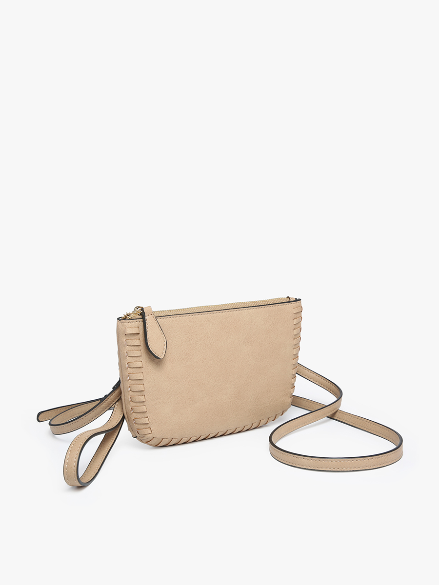 Jen & Co. - M2397 Bonnie Dual Compartment Whipstitch Crossbody: Tan