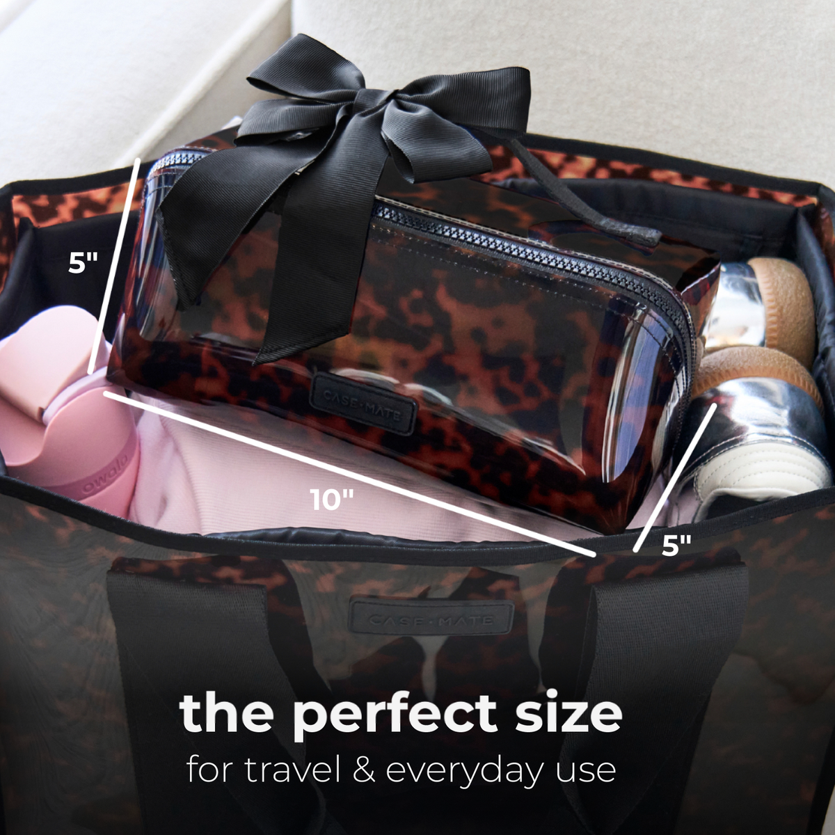 Case-Mate - Jelly Cosmetic Bag – Tortoiseshell Lay-Flat Makeup Bag