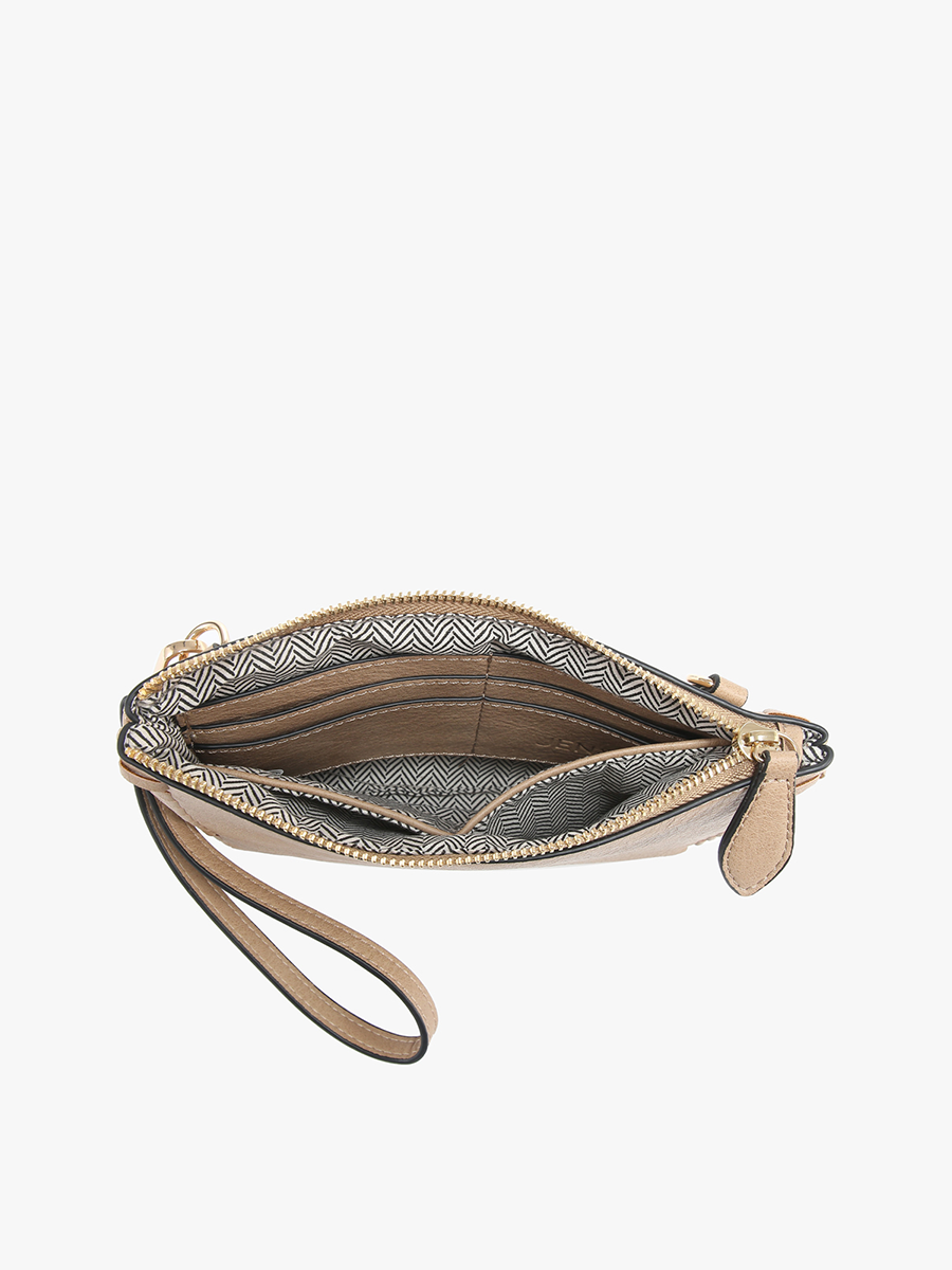 Jen & Co. - M2397 Bonnie Dual Compartment Whipstitch Crossbody: Tan