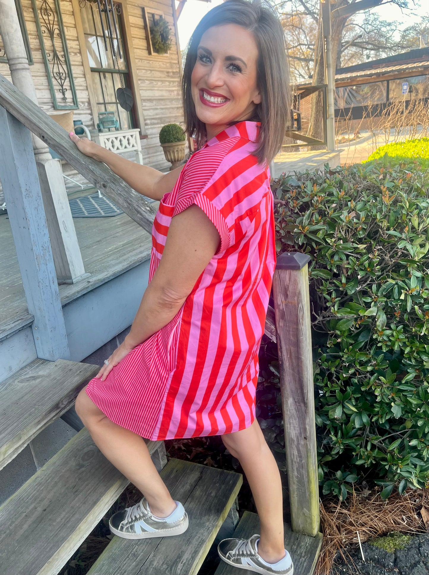 SALE Sunset Stripe Collared Dress