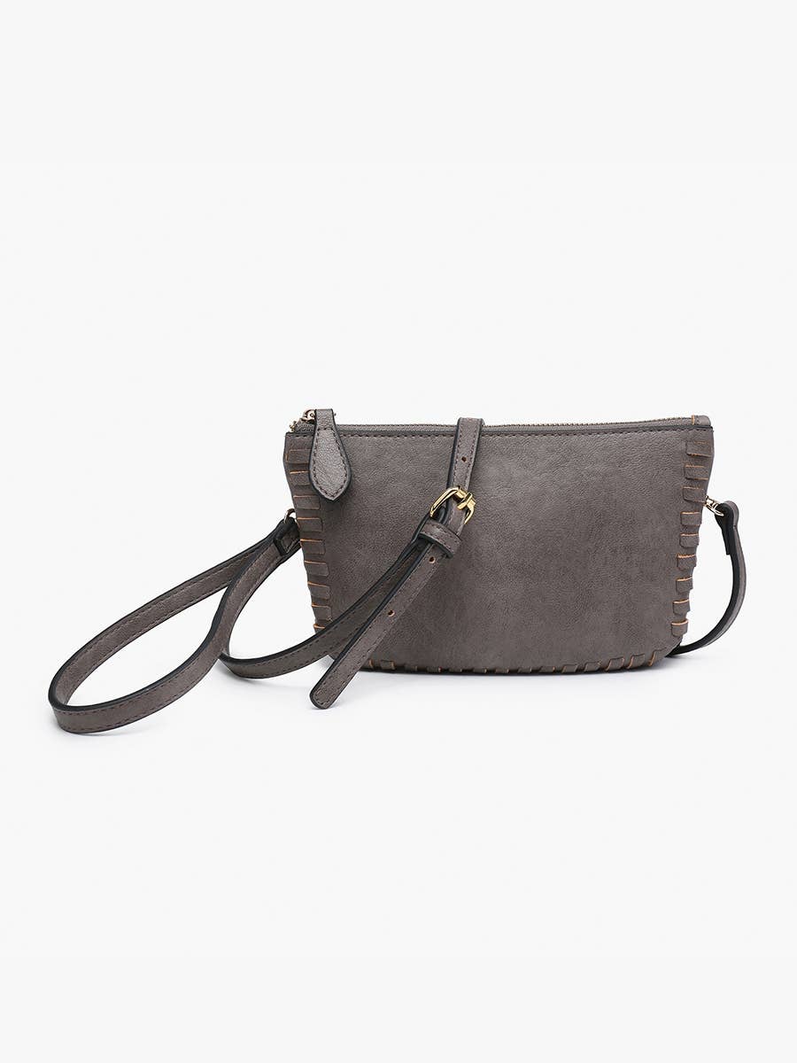 Jen & Co. - M2397 Bonnie Dual Compartment Whipstitch Crossbody: Tan
