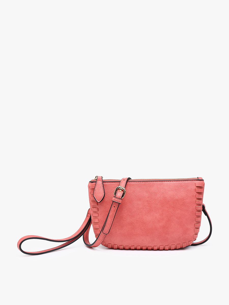 Jen & Co. - M2397 Bonnie Dual Compartment Whipstitch Crossbody: Tan