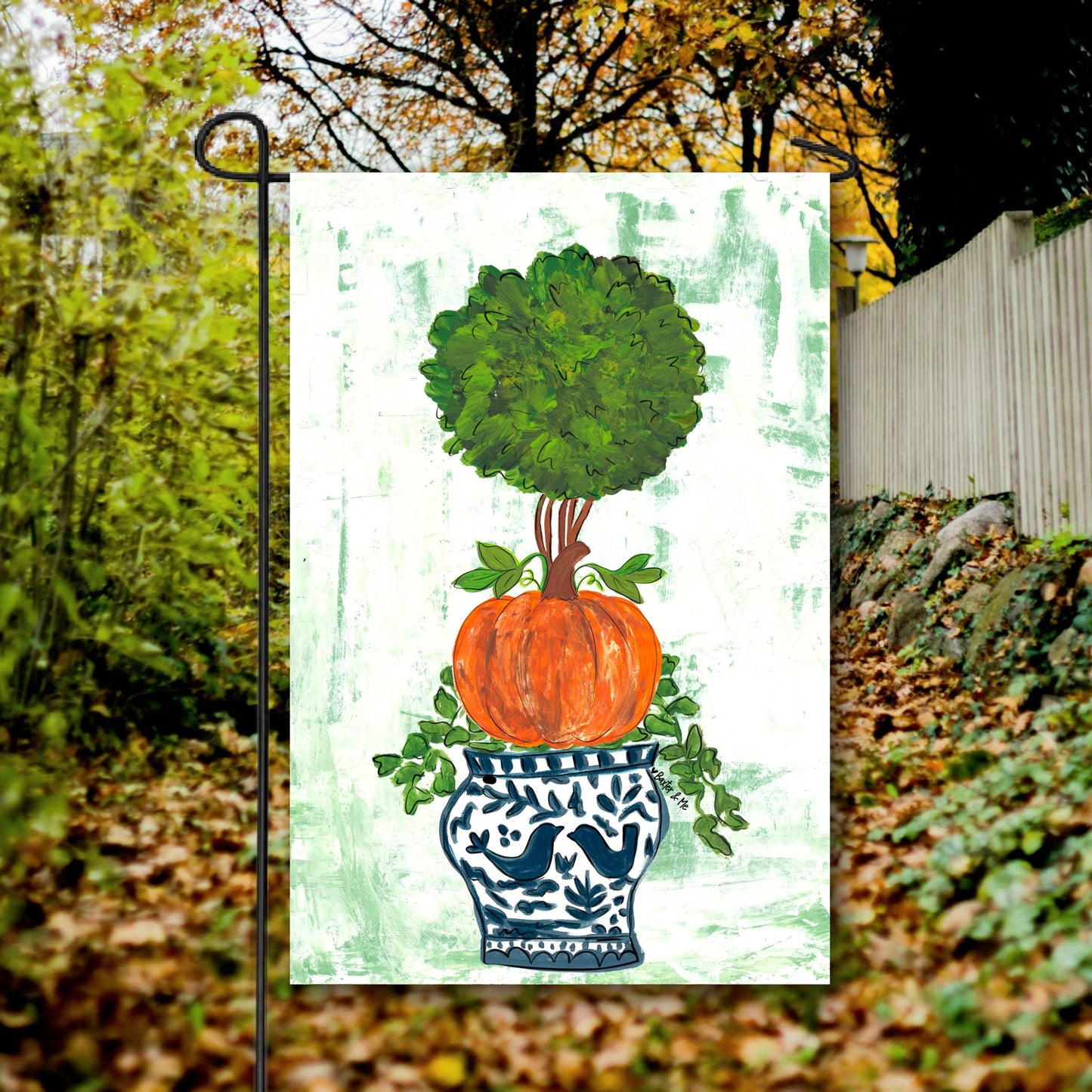 Baxter & Me - Pumpkin Topiary Garden Flag