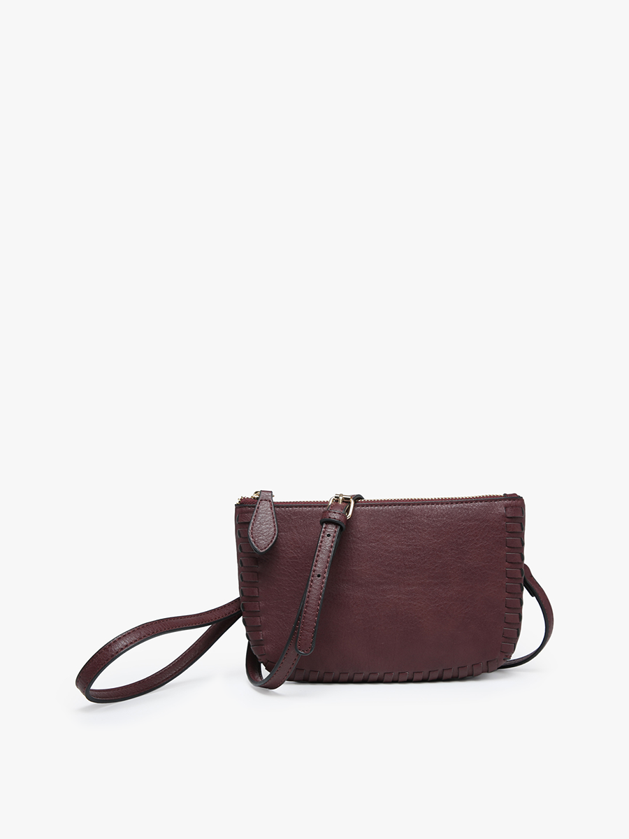 Jen & Co. - M2397 Bonnie Dual Compartment Whipstitch Crossbody: Tan
