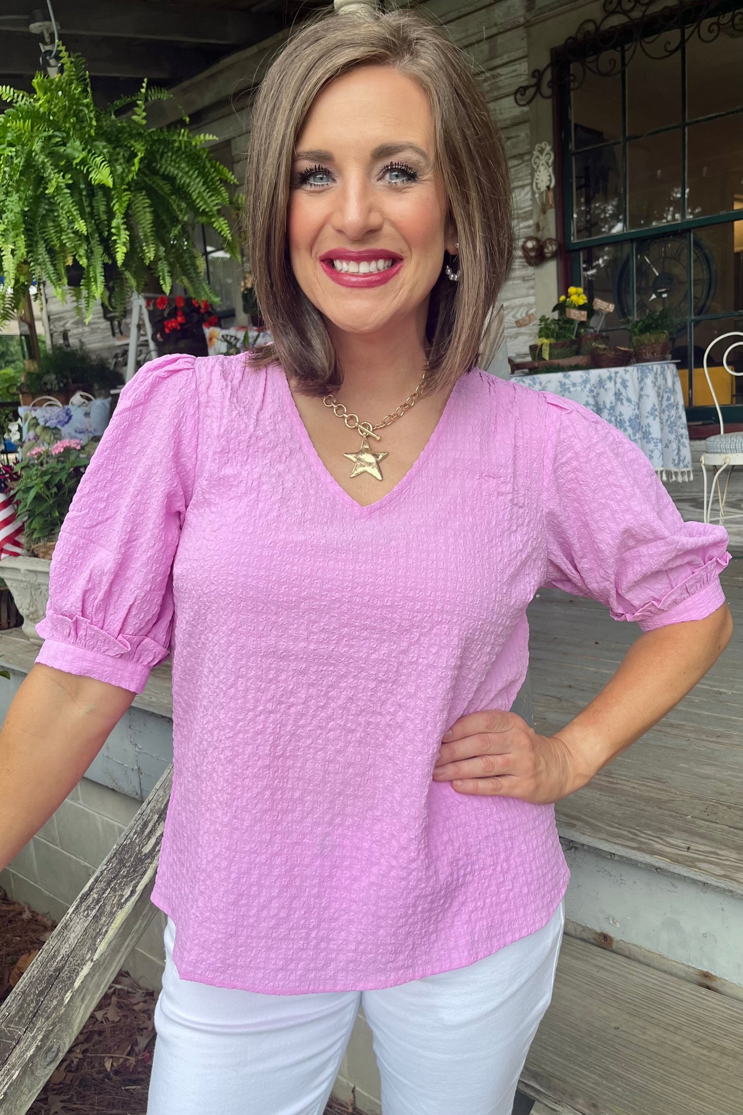 SALE Colette Top | Lavender Seersucker