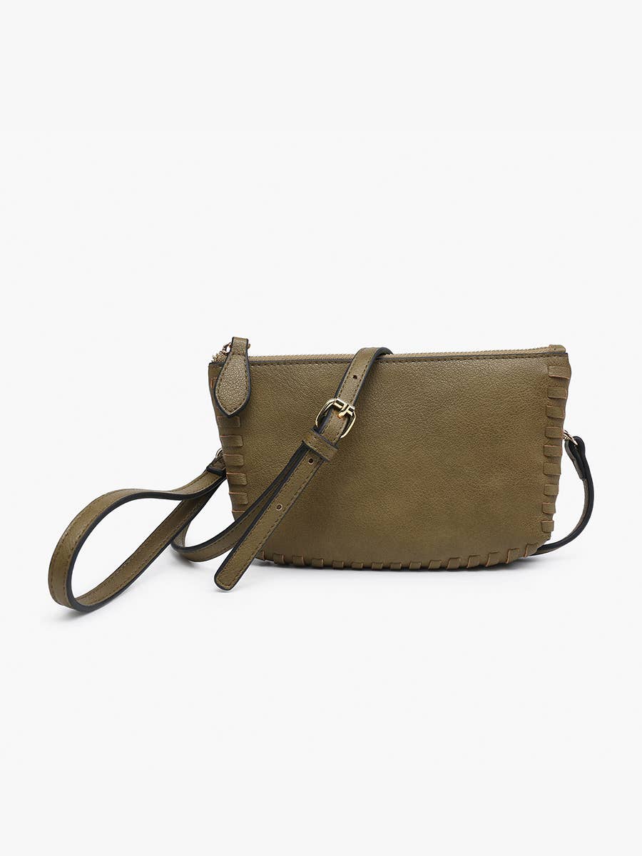 Jen & Co. - M2397 Bonnie Dual Compartment Whipstitch Crossbody: Tan