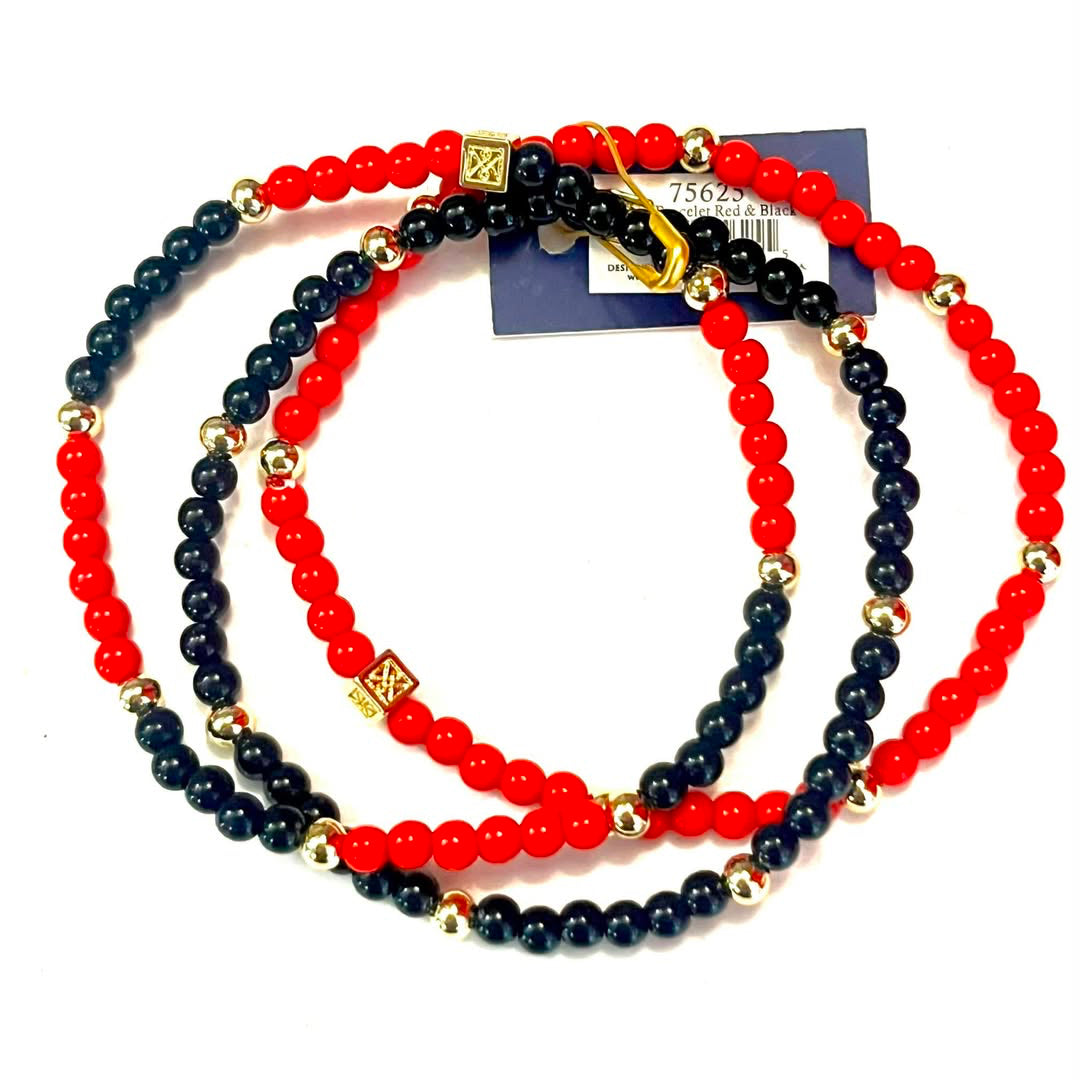 Michelle McDowell Junie Beaded Bracelets | Red + Black - Set of 3