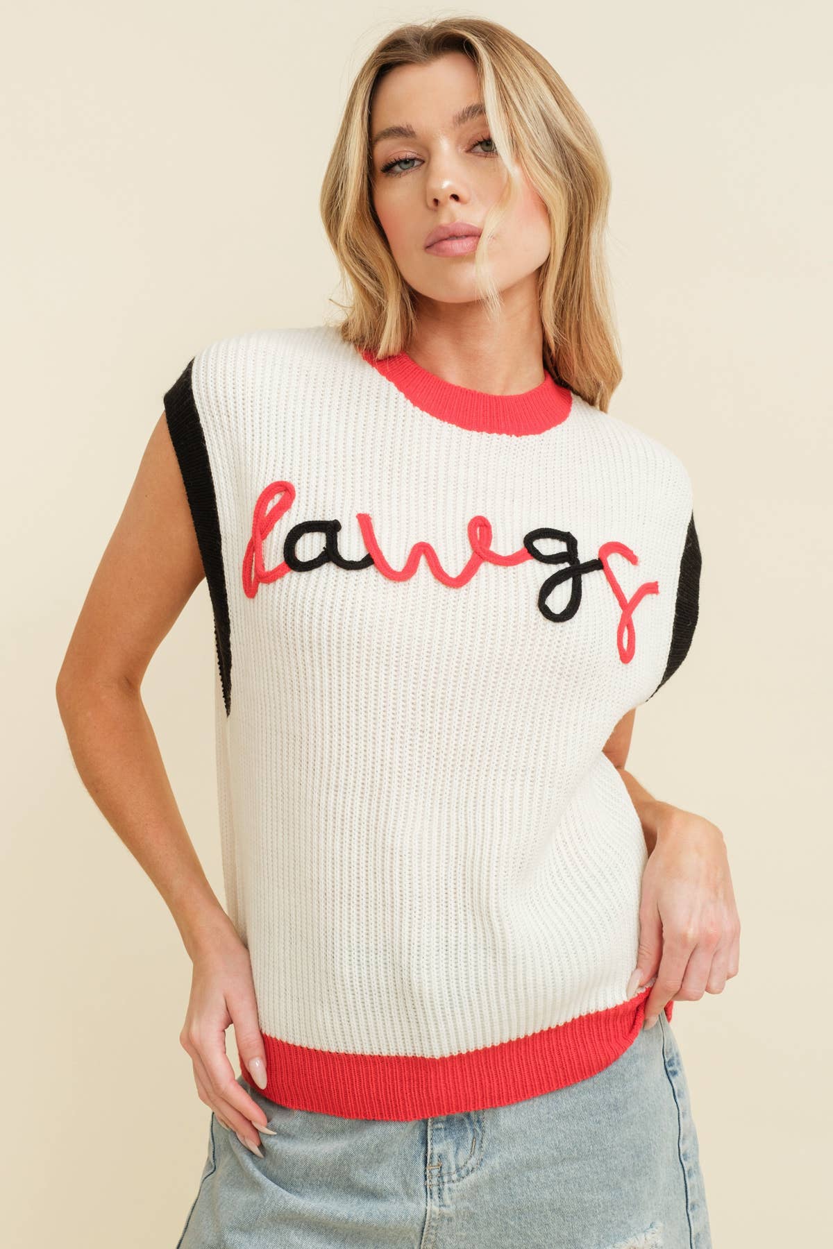 Dawgs Embroidered Sleeveless Knit Top