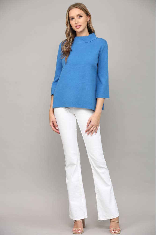 FATE - MOCK NECK PULL OVER SWEATER/BELL SLEEVE VA-35: Beige / L