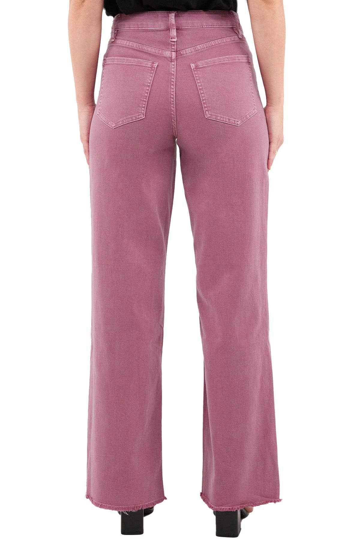 RFM - Chloe High Rise Frayed Wide Leg Pants: French Rose / 13/31