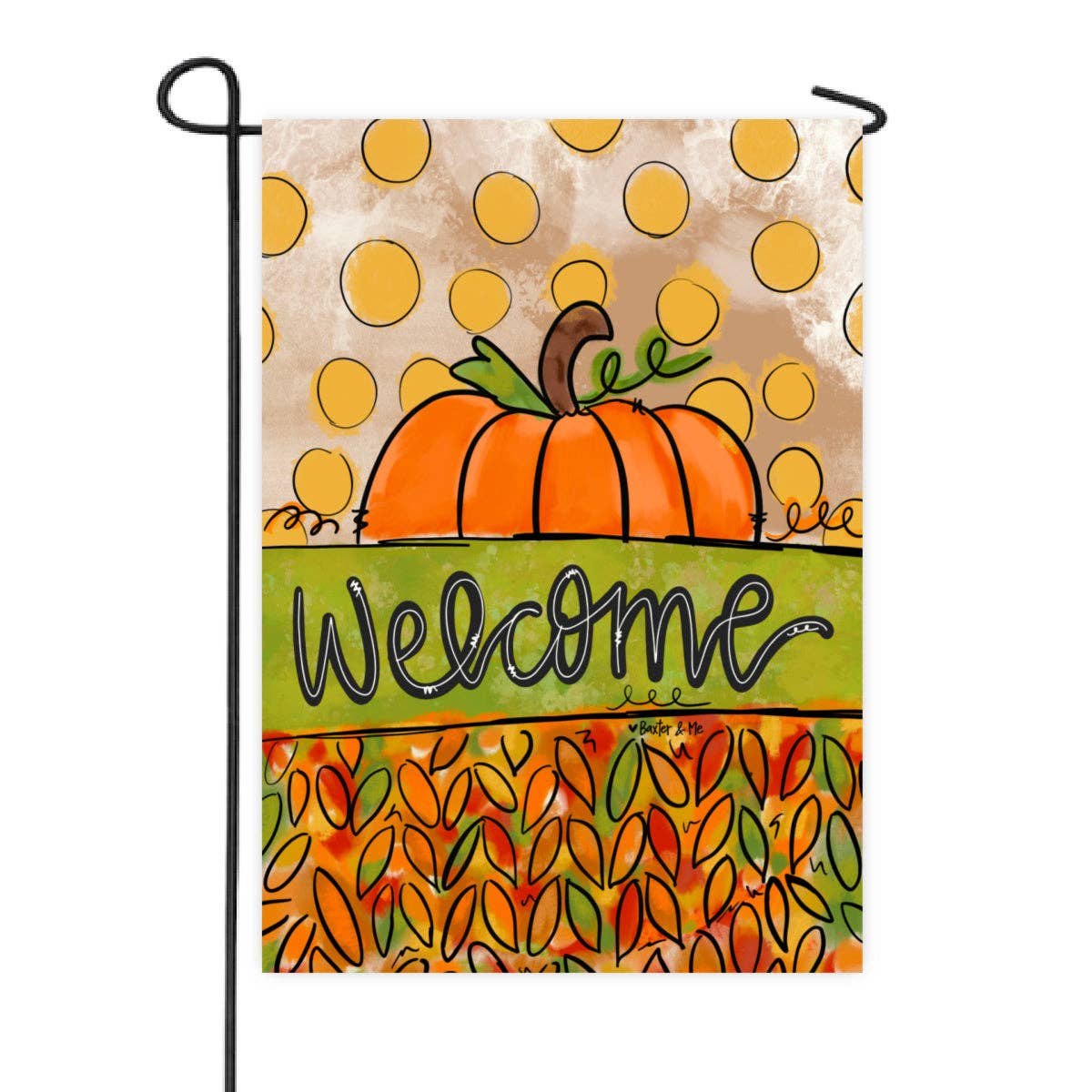 Baxter & Me - Welcome Autumn Pumpkin Leaves Garden Flag