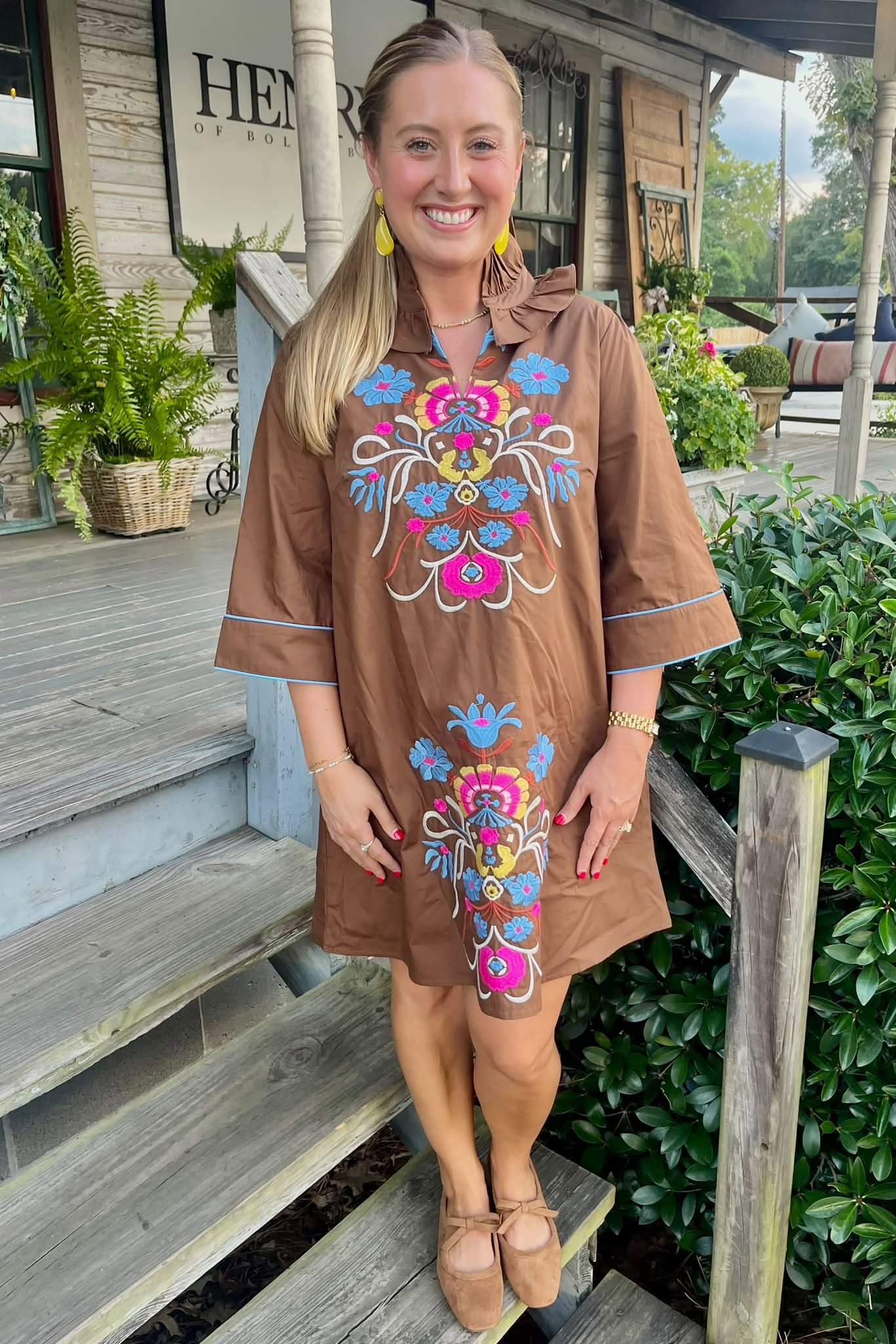 Brown Embroidered Dress