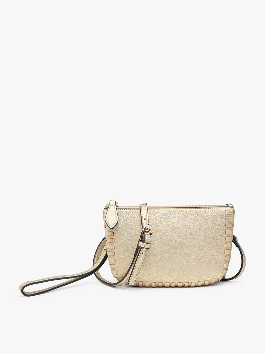 Jen & Co. - M2397 Bonnie Dual Compartment Whipstitch Crossbody: Tan