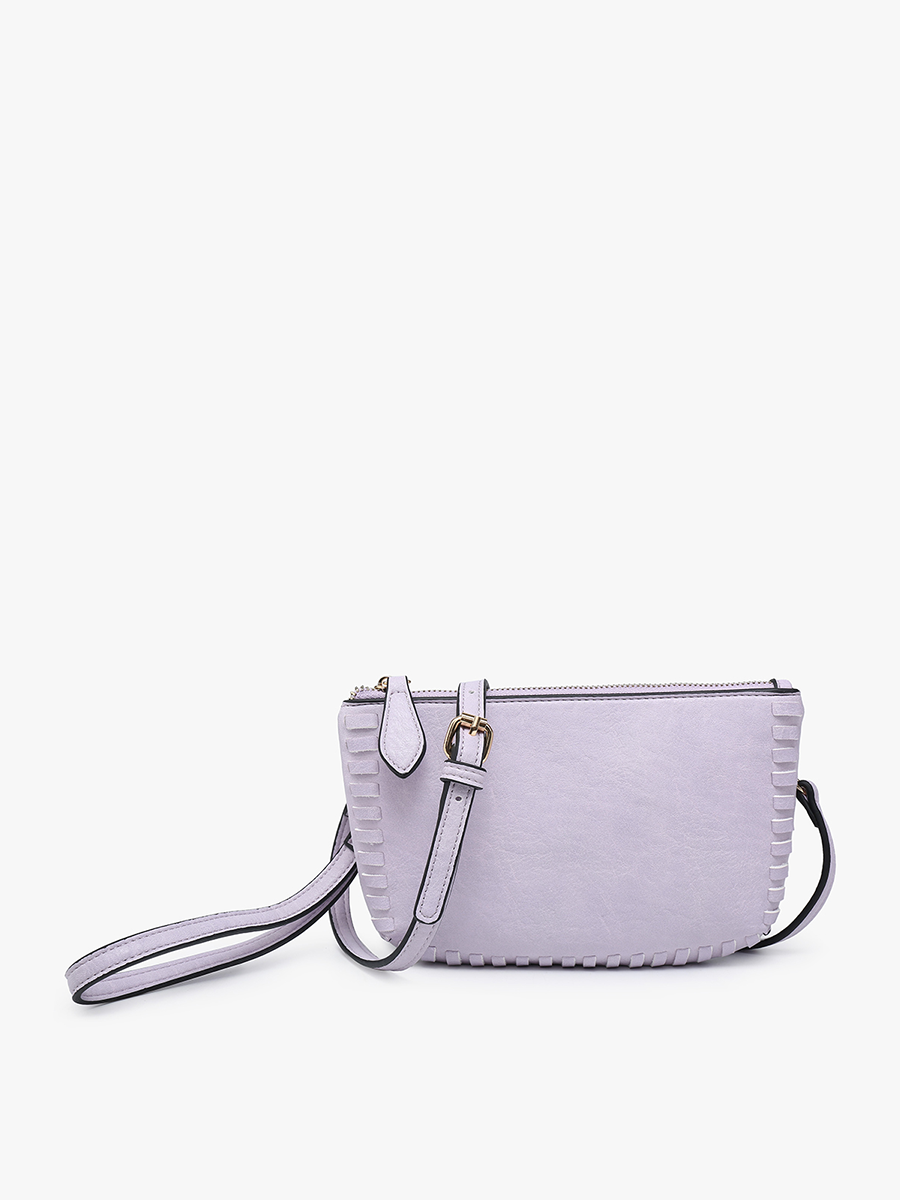 Jen & Co. - M2397 Bonnie Dual Compartment Whipstitch Crossbody: Tan