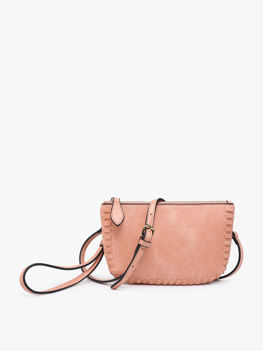 Jen & Co. - M2397 Bonnie Dual Compartment Whipstitch Crossbody: Tan