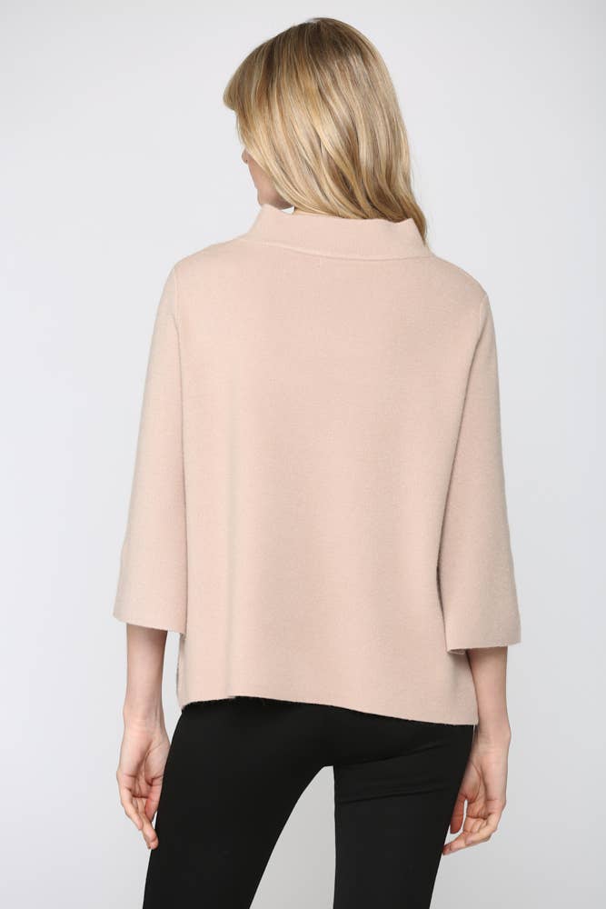 Mock Neck Knit Top | Sand