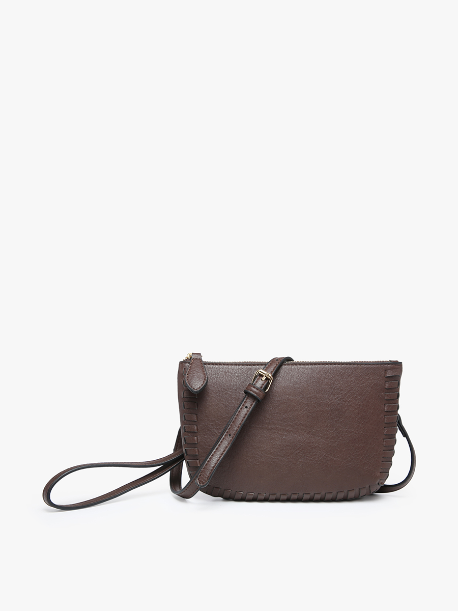 Jen & Co. - M2397 Bonnie Dual Compartment Whipstitch Crossbody: Tan