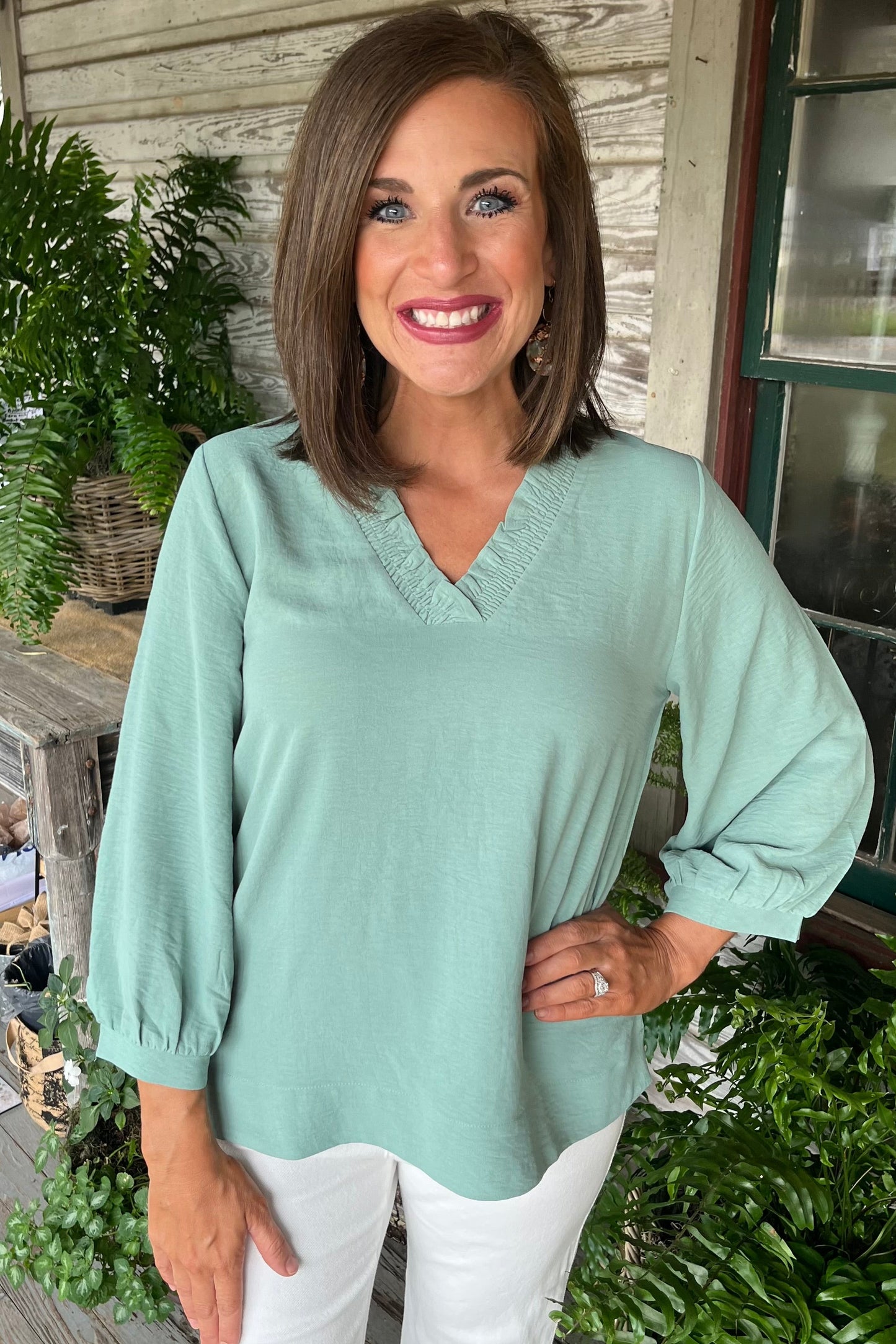 Elise Light Sage Top