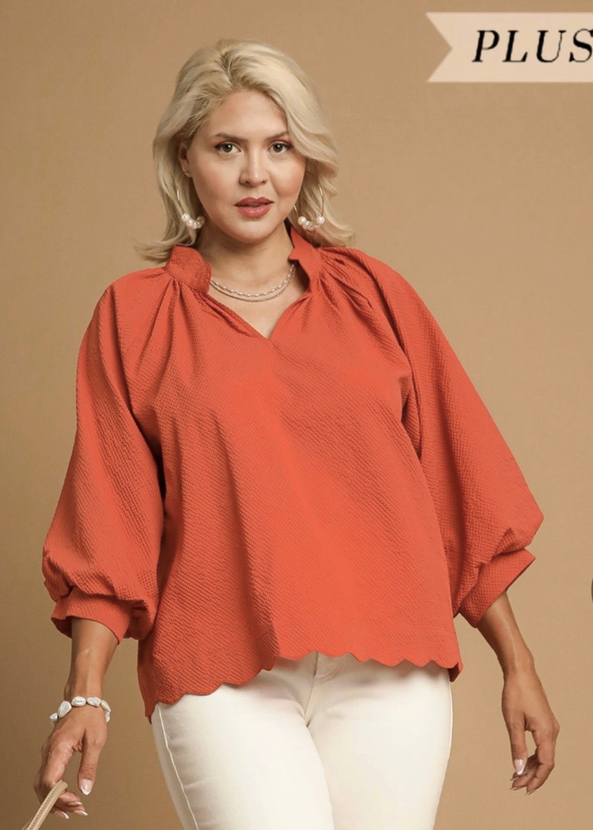 Plus Brooke Scallop Hem Top