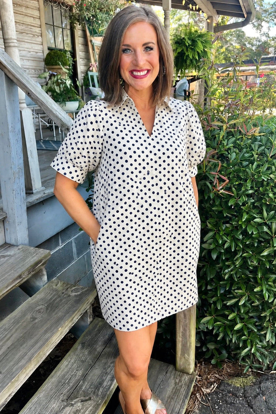 Cream Polka Dot Dress