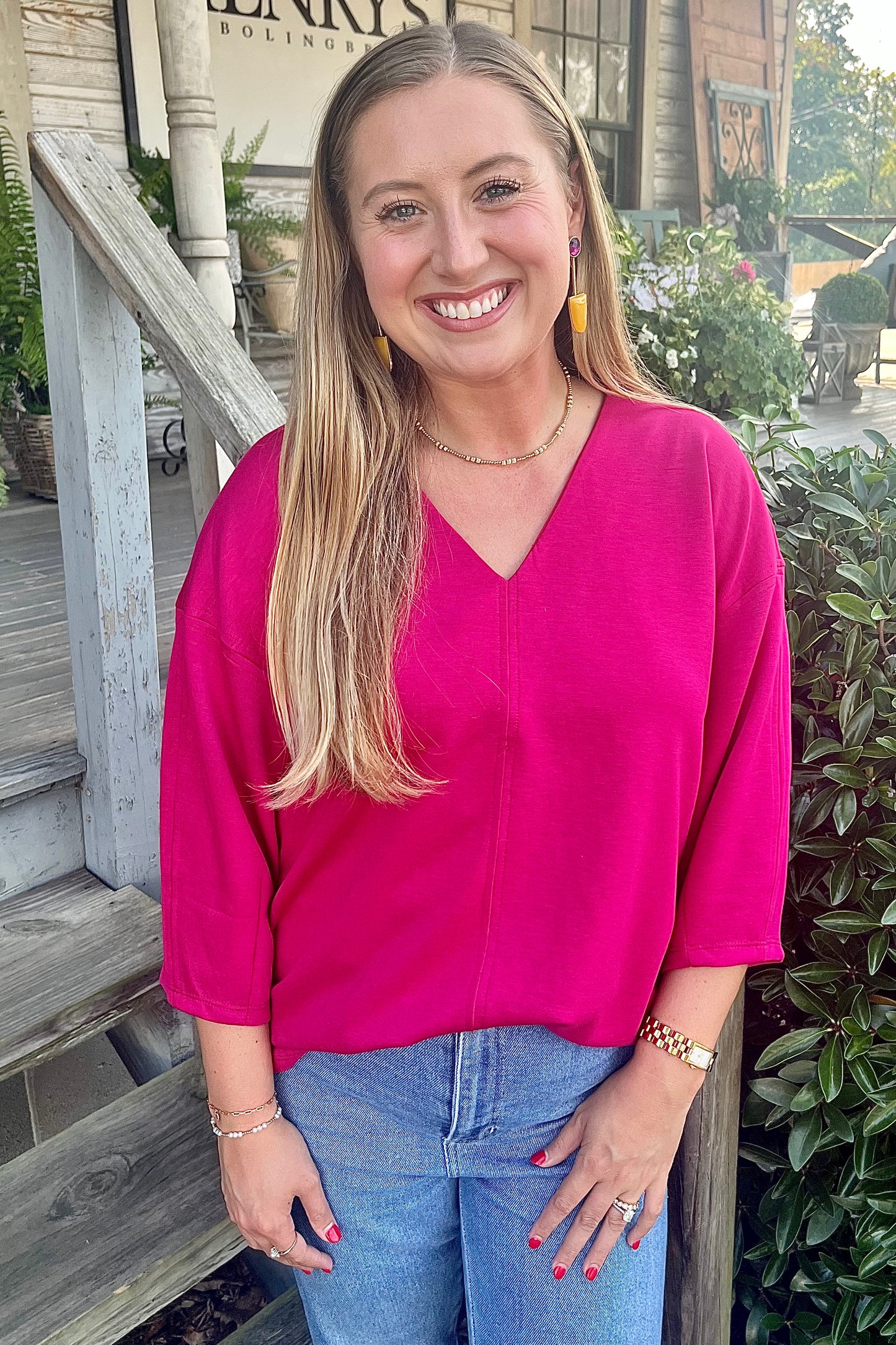 Magenta Knit Top