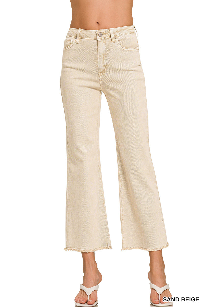 Zenana High Waist Cropped Bootcut | Sand Beige