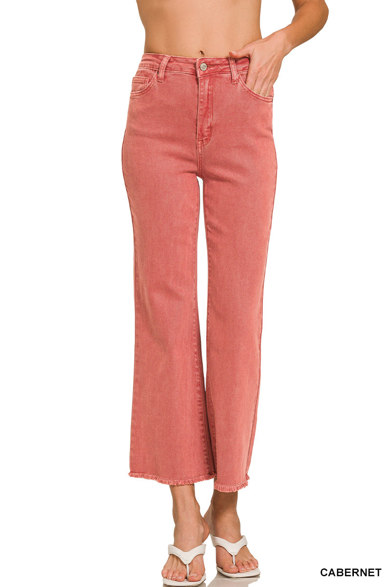 Zenana High Waist Cropped Bootcut | Cabernet