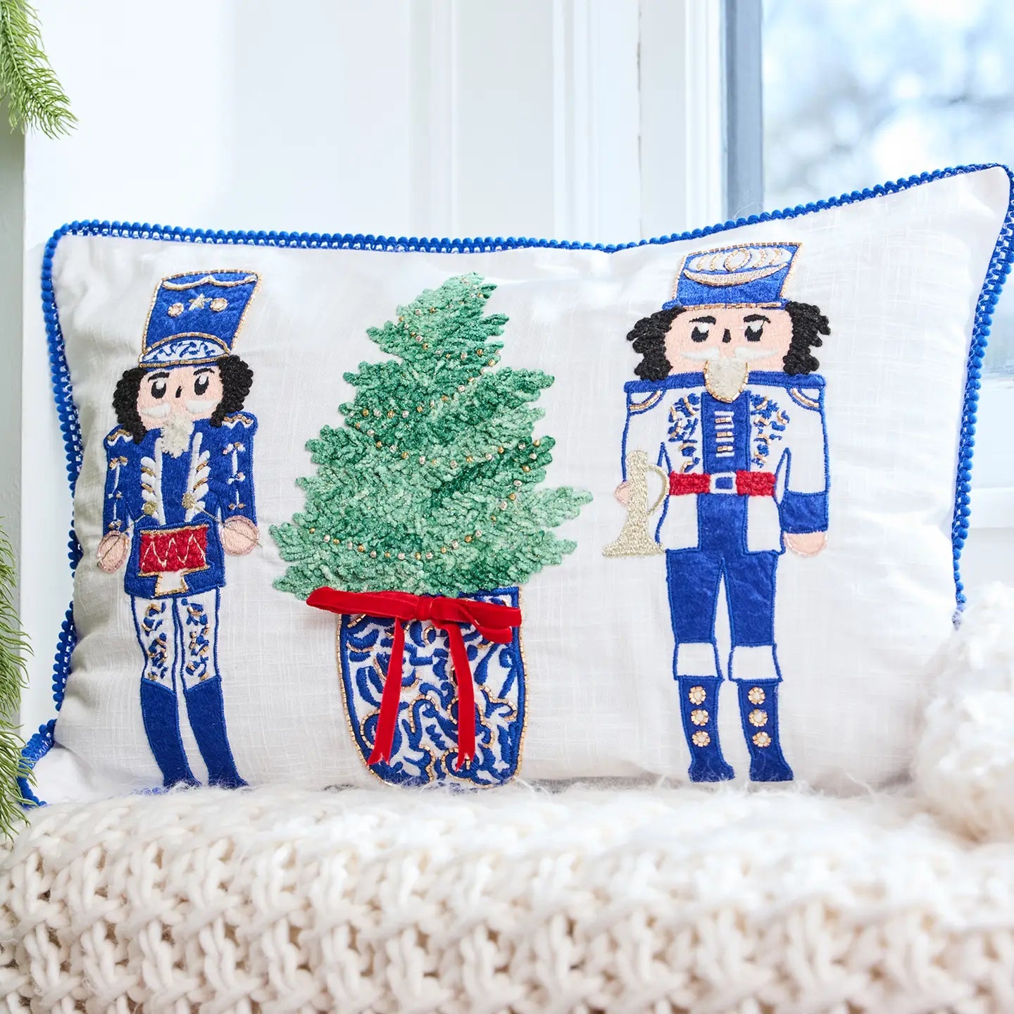 Merry Marchers Embroidered Pillow