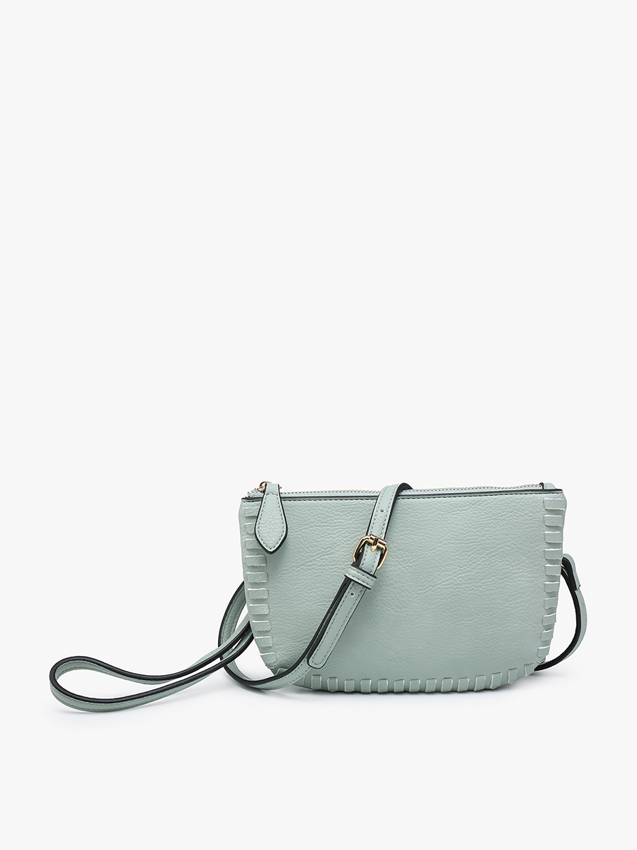 Jen & Co. - M2397 Bonnie Dual Compartment Whipstitch Crossbody: Tan