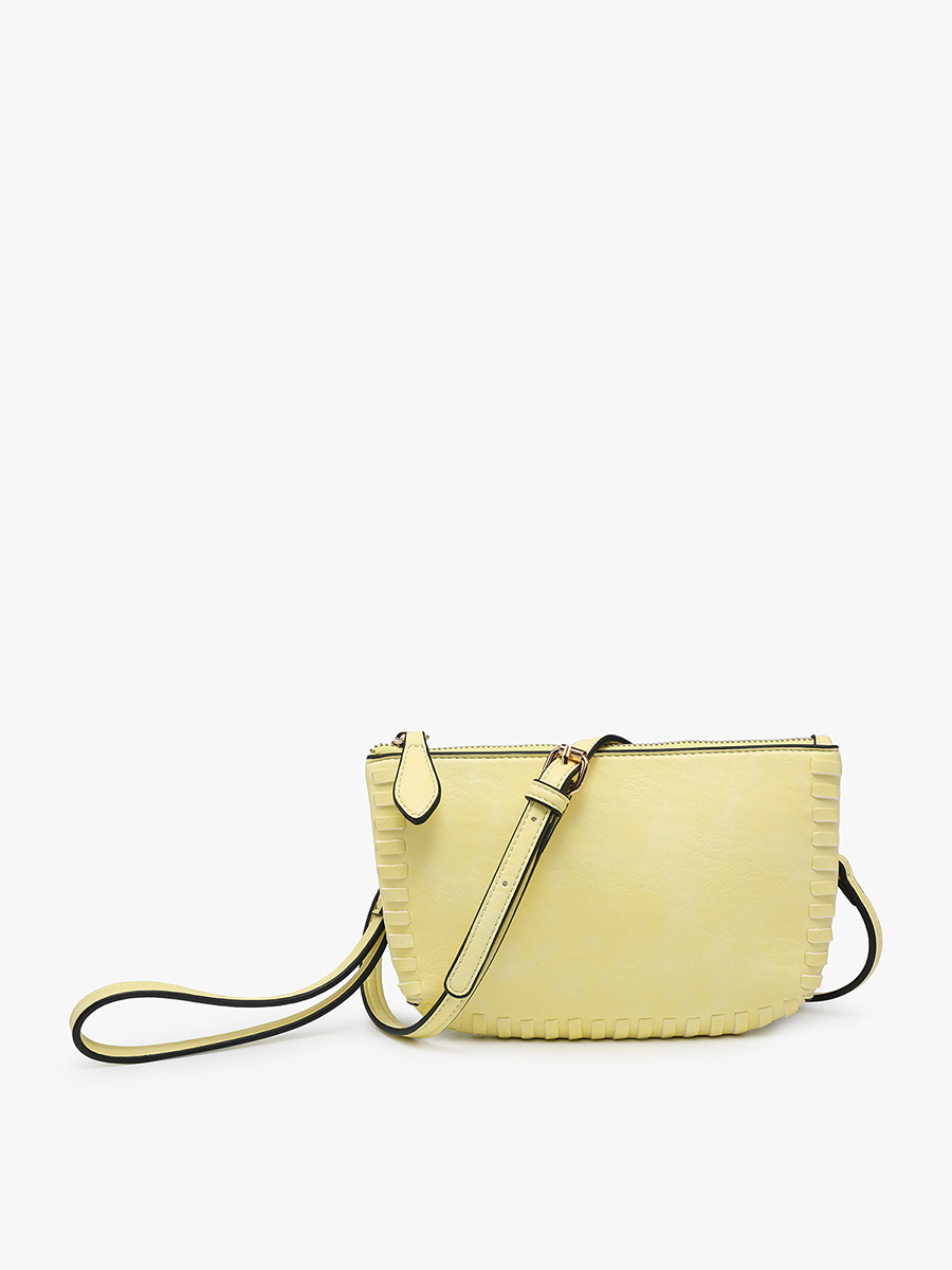 Jen & Co. - M2397 Bonnie Dual Compartment Whipstitch Crossbody: Tan