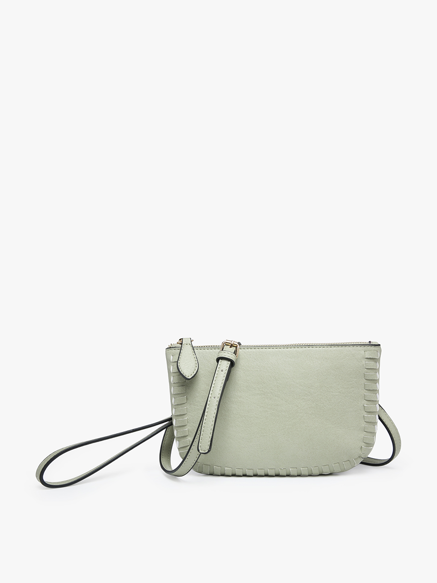 Jen & Co. - M2397 Bonnie Dual Compartment Whipstitch Crossbody: Tan