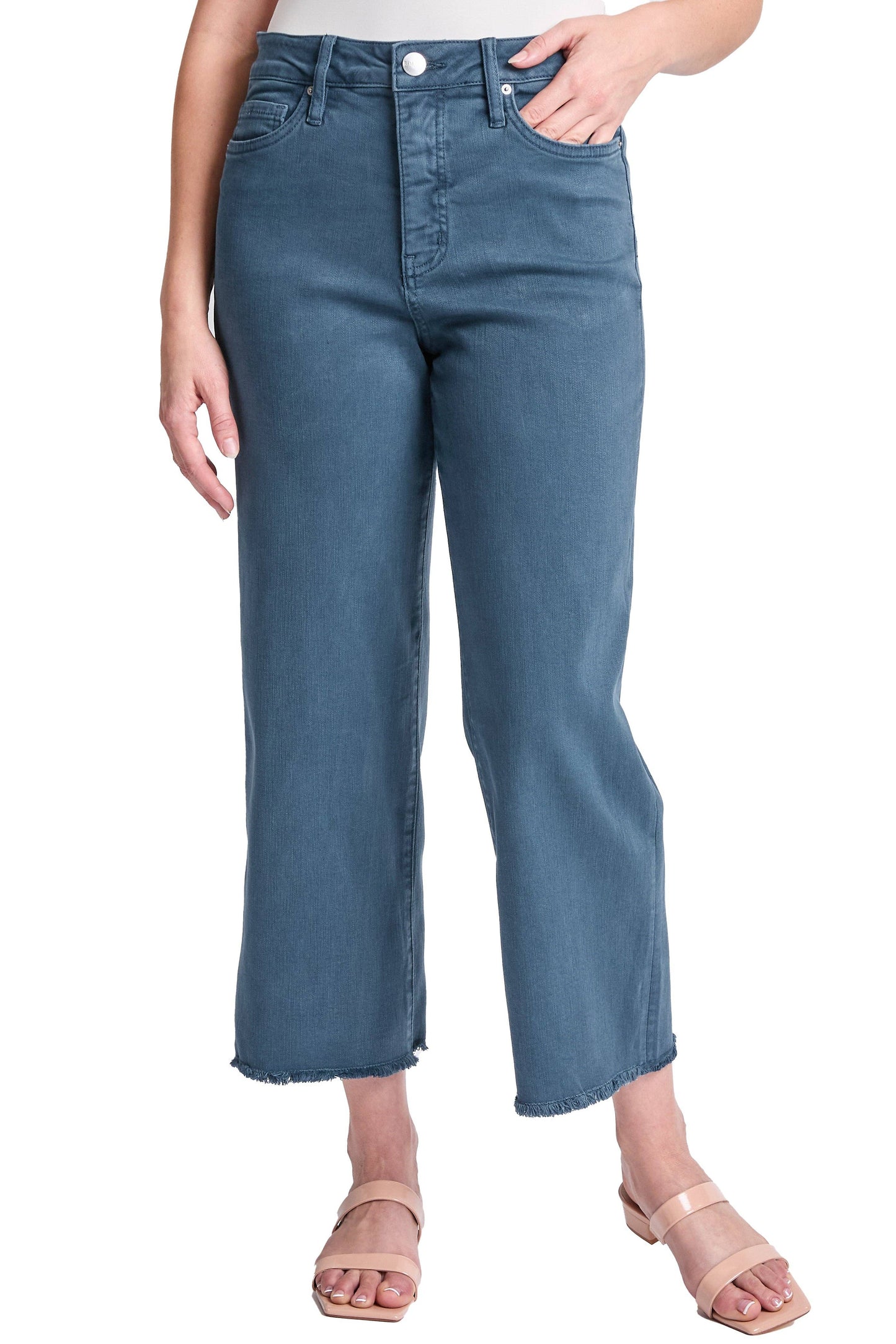 RFM - Chloe High Rise Cropped Wide Leg Jeans: Blue Slate / 15/32
