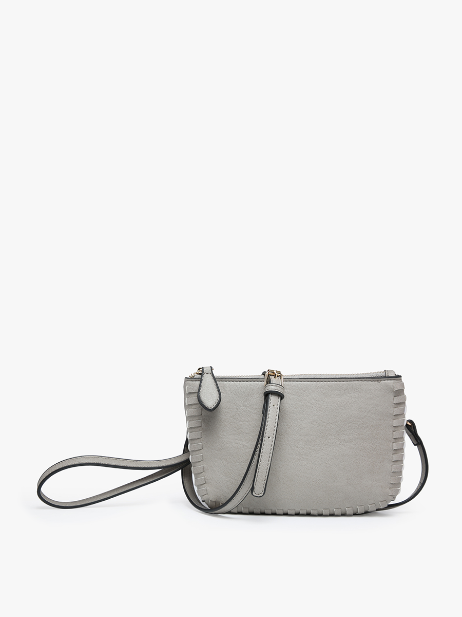 Jen & Co. - M2397 Bonnie Dual Compartment Whipstitch Crossbody: Tan