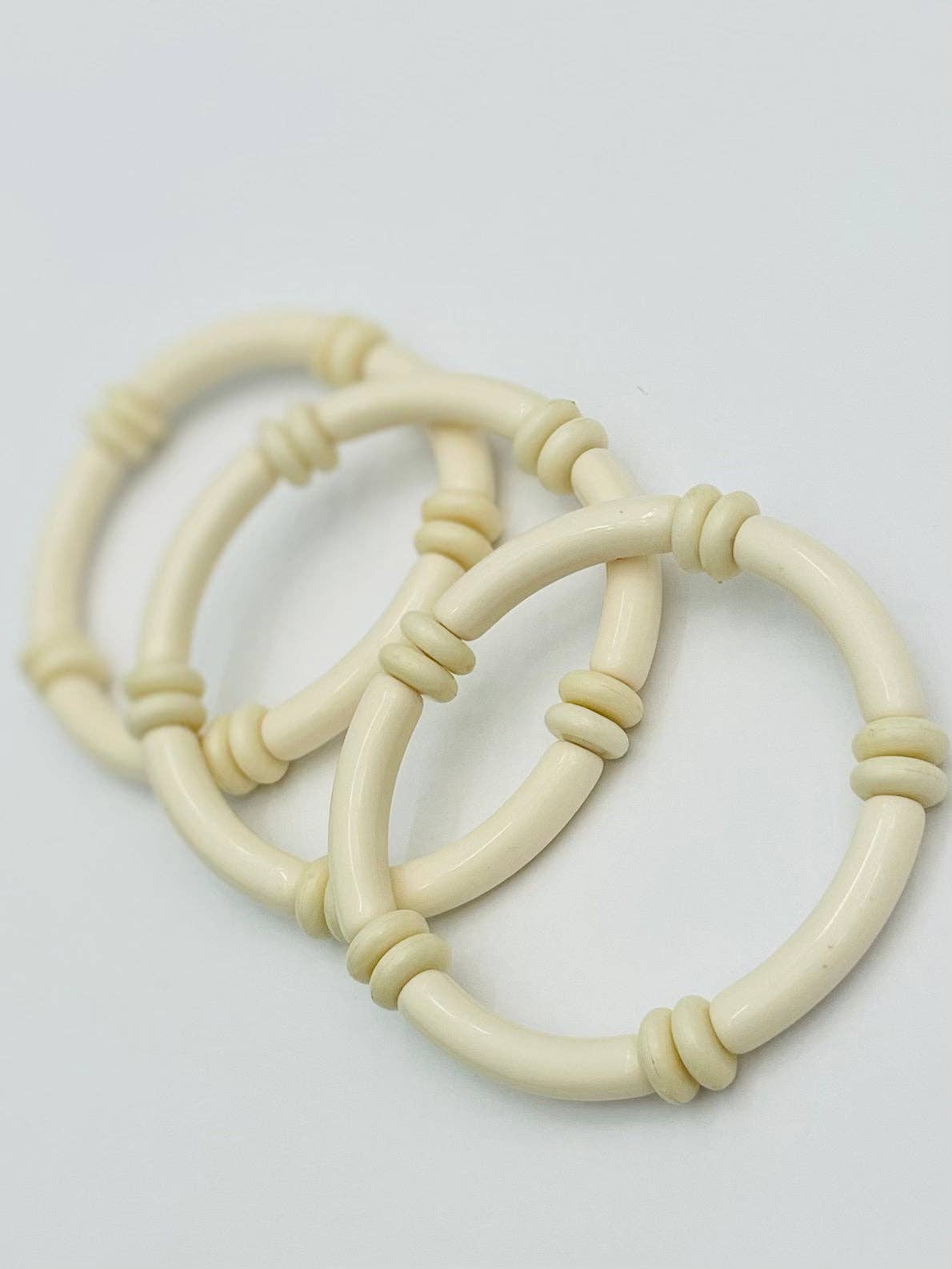 TWO FORTY TWO - Bracelet - Skinny Tube Bracelet Set w/beads (ecru) BBR251