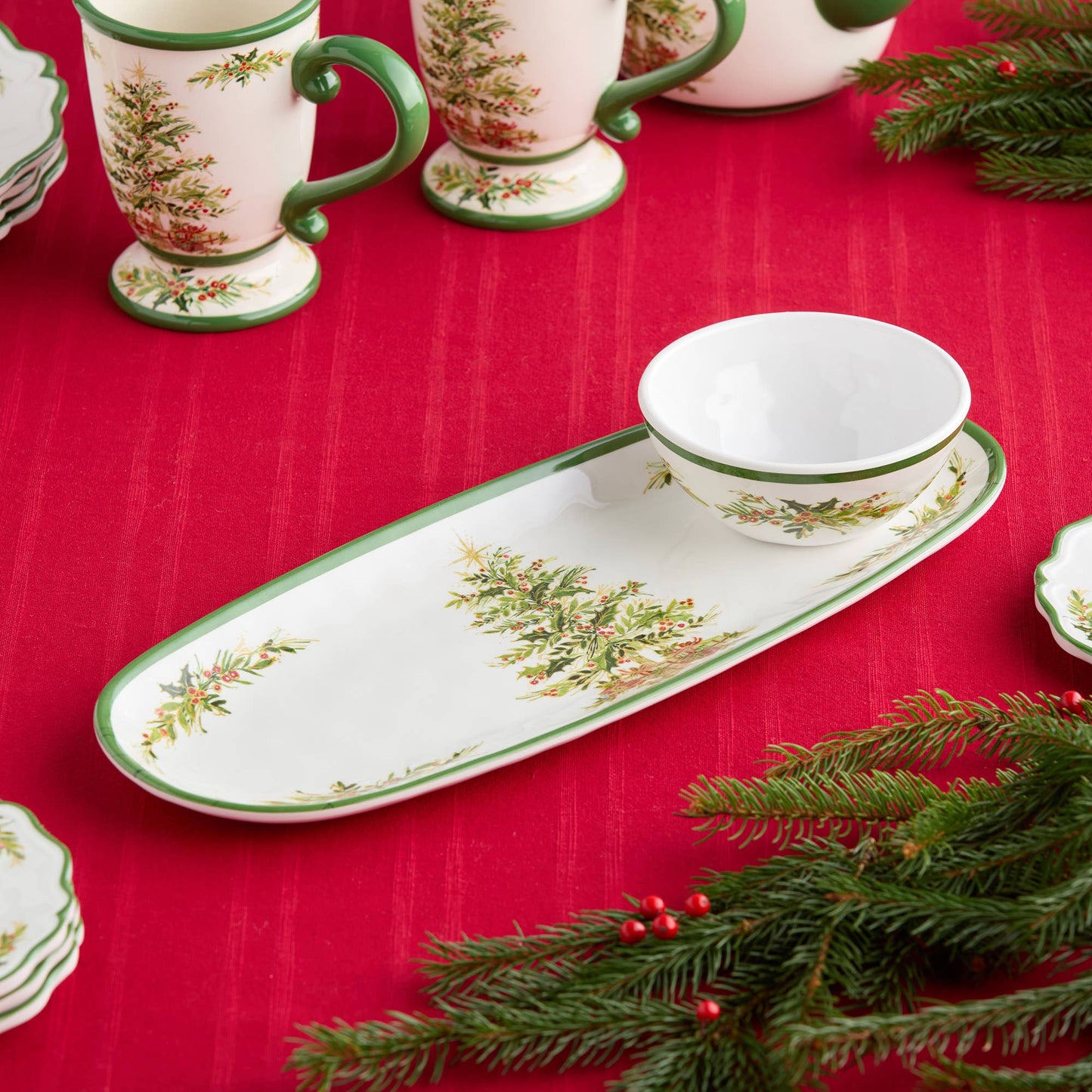 Certified International - Holly Tree Melamine Tray and Bowl Gift