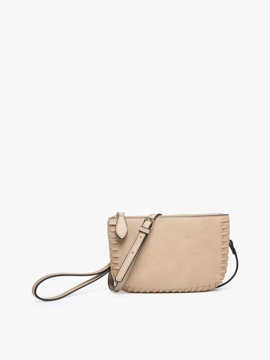 Jen & Co. - M2397 Bonnie Dual Compartment Whipstitch Crossbody: Tan