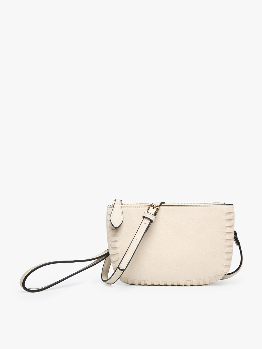 Jen & Co. - M2397 Bonnie Dual Compartment Whipstitch Crossbody: Tan