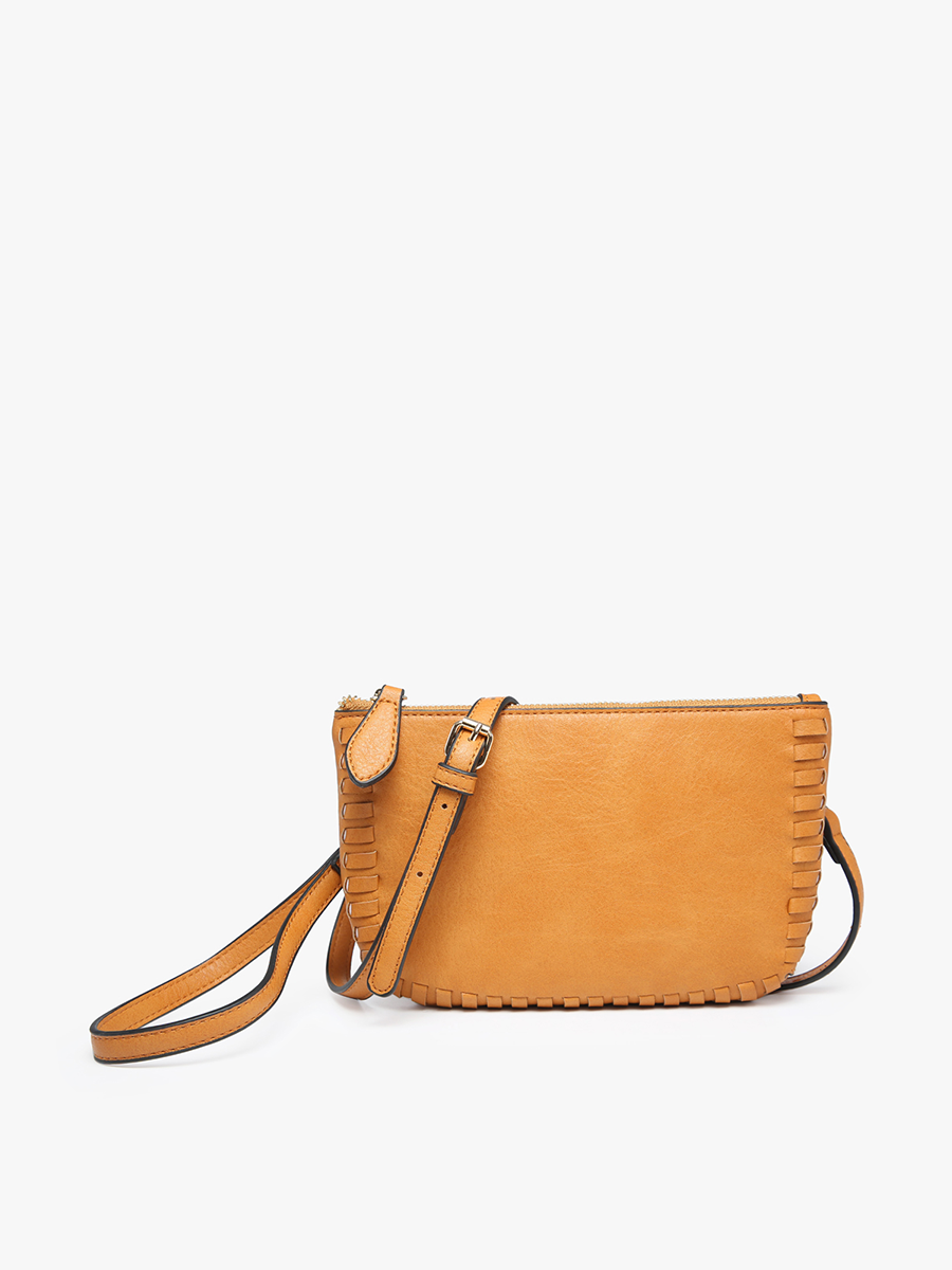 Jen & Co. - M2397 Bonnie Dual Compartment Whipstitch Crossbody: Tan