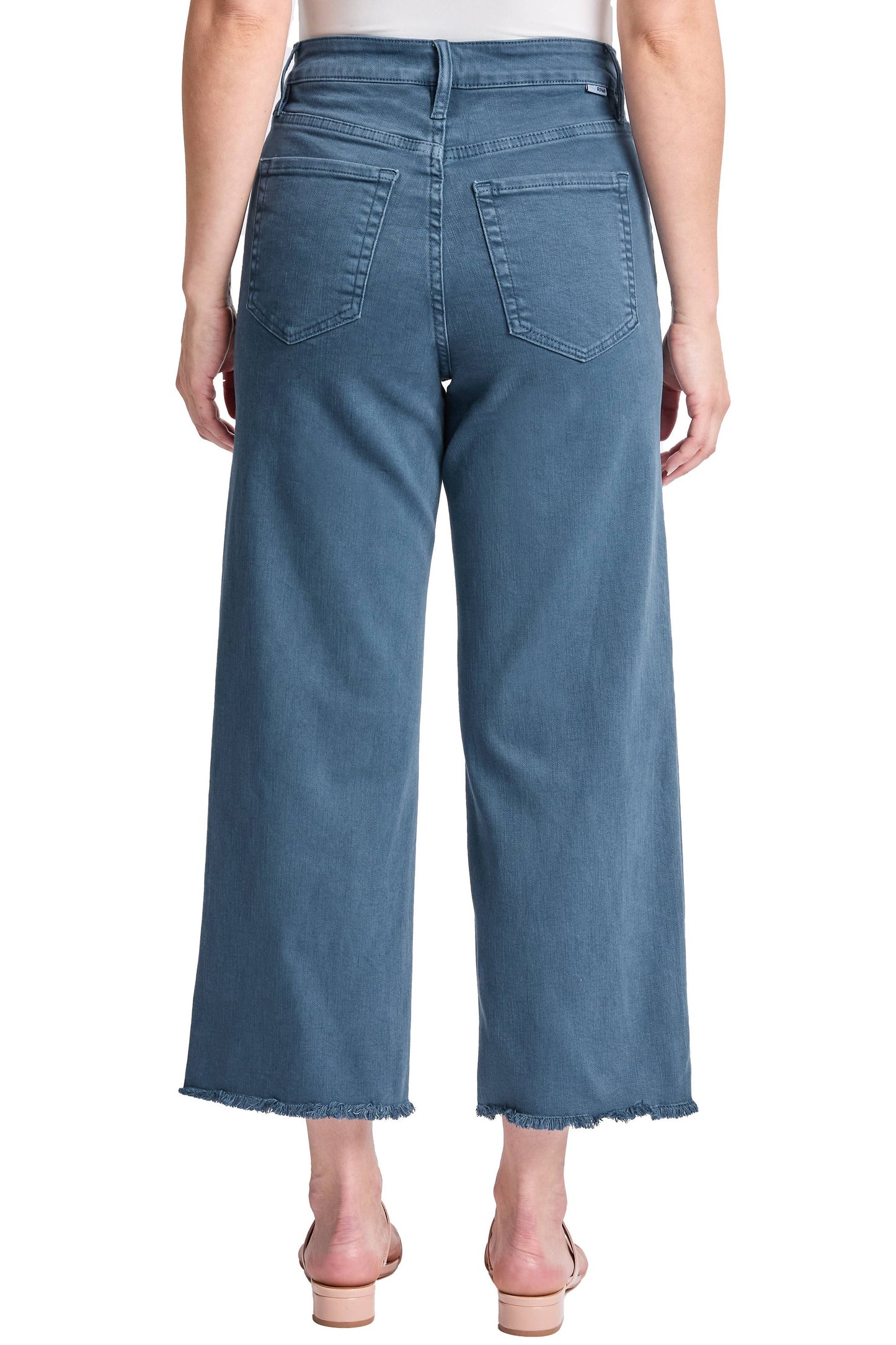 RFM - Chloe High Rise Cropped Wide Leg Jeans: Blue Slate / 15/32